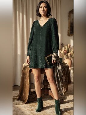 LOFT Velvet Dress in Deep Teal